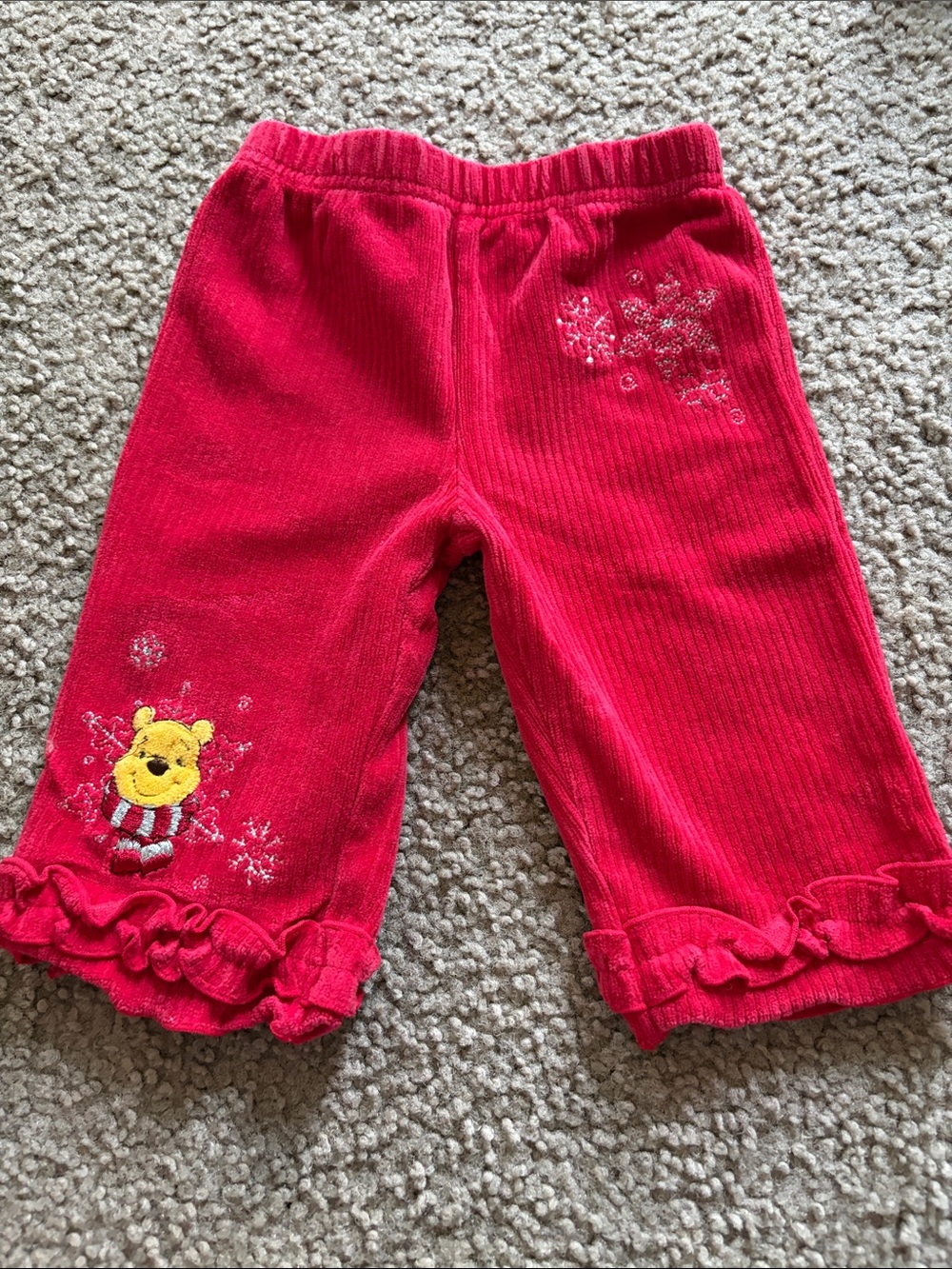 B54 Y2K Disney Bright Red Girls' Winnie the Pooh Corduroy Bottoms